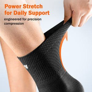 Black WHCOOL 7-Zone Compression Ankle Sleeve with Flex Strap | Breathable Flat-Knit Support for Active Wear