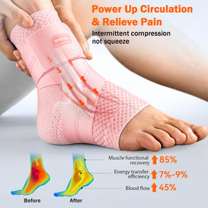 Pink WHCOOL 7-Zone Compression Ankle Sleeve with Flex Strap | Breathable Flat-Knit Support for Active Wear