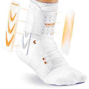 White WHCOOL Quick Lace-up Ankle brace - Rigid Side Stabilizer for Basketball, Volleyball & Running - 3-Second On Secure Fit, Fits in Shoes, Men & Women Pro White