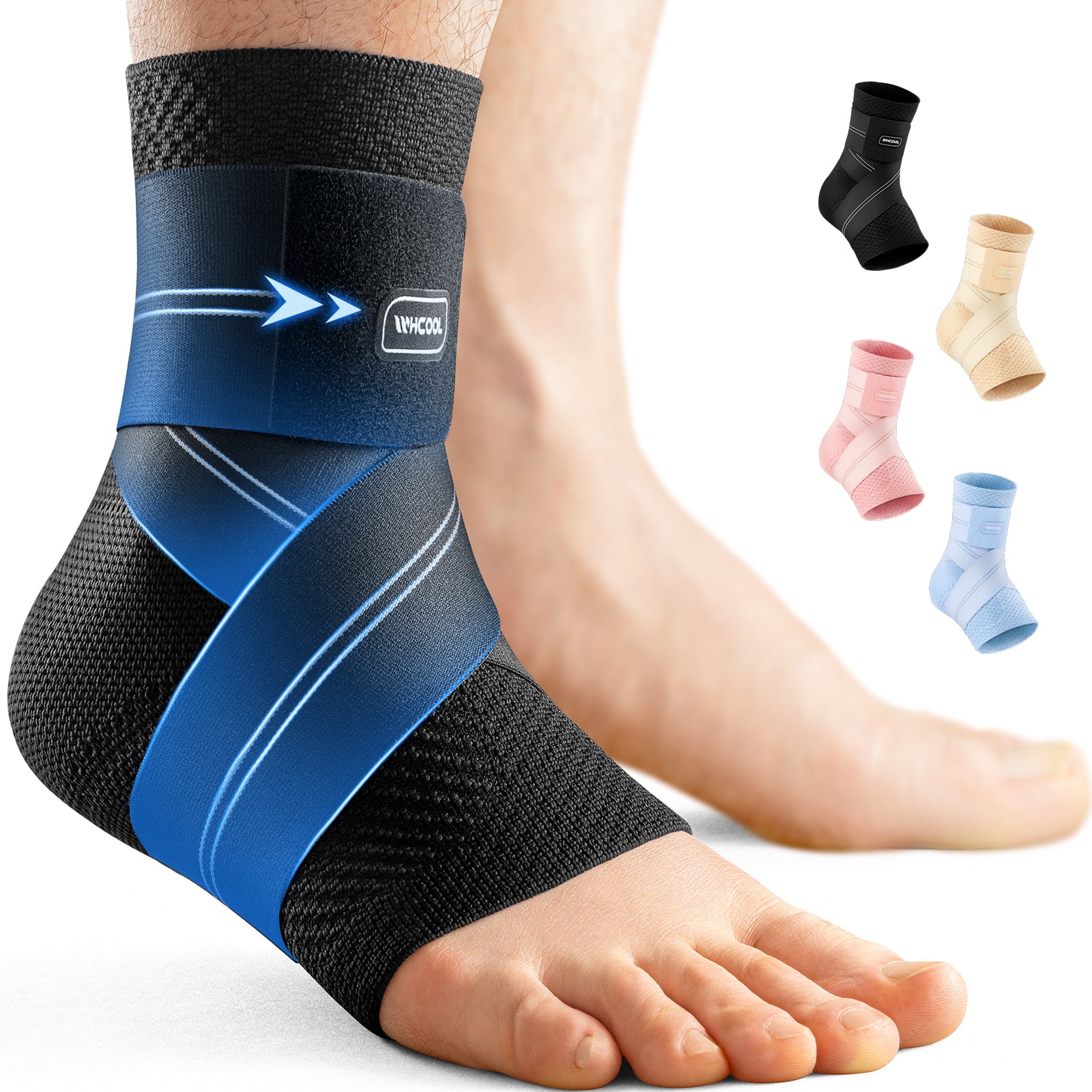 adjustable wrap-style ankle compression sleeve. Designed for daily wear and active movement.
