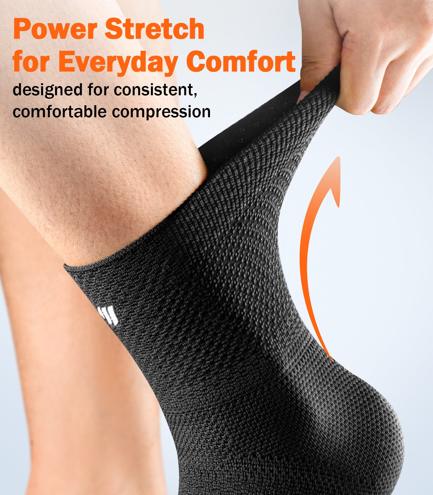 Close-up of WHCOOL ankle Close-up view of an ankle compression sleeve highlighting stretchable knit fabric, designed for everyday comfort and consistent compression feel.

